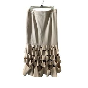 TOV Los Angeles Straight and Pencil Maxi Skirt Womens 42 Cream Cut Out High Rise